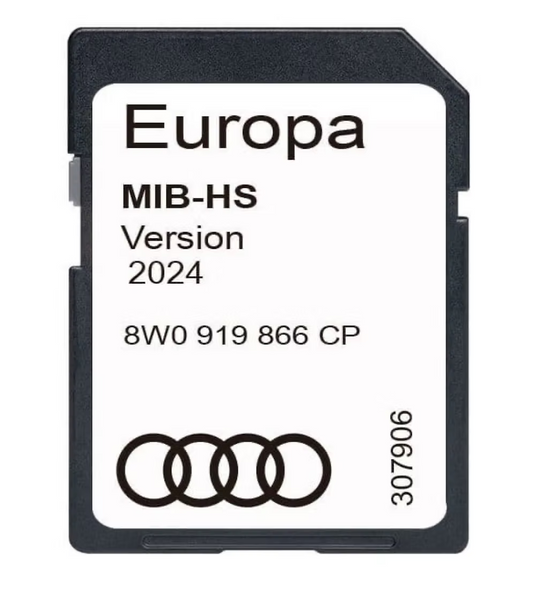 An SD card labeled 'Europa MIB-HS Version  8W0 919 866 CP